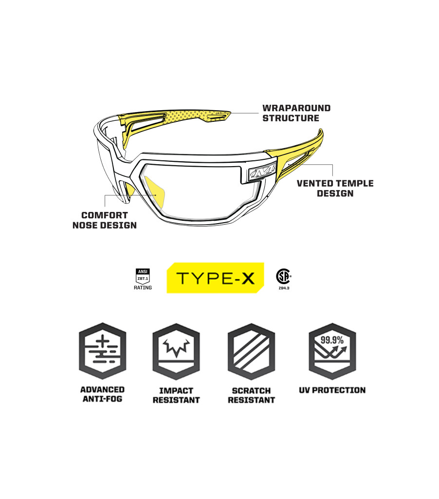 Type-X | Black Frame | Clear Lens, Black, large image number 1