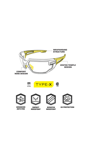 Type-X | Black Frame | Clear Lens, Black, large